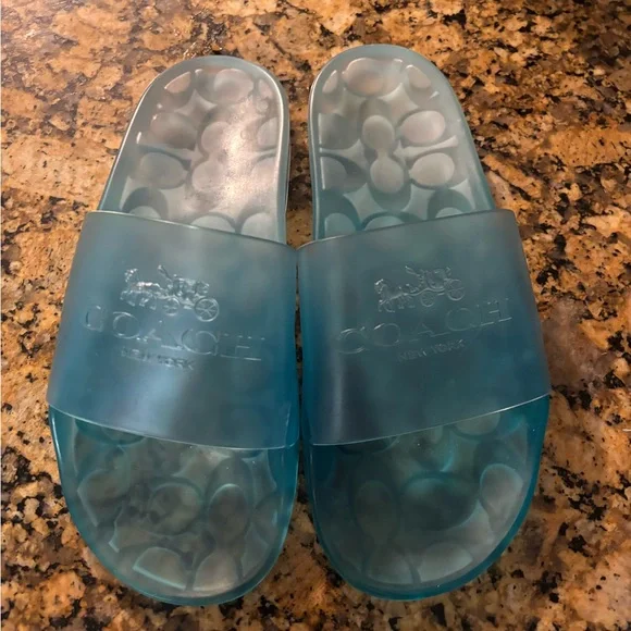 Coach Translucent Aqua Slides - Picture 3 of 3